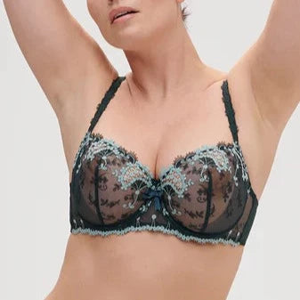 Saga Embroidered Half Cup In Black - Simone Perele – BraTopia