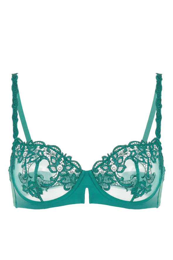 Saga Embroidered Half Cup In Garden Green- Simone Perele - BraTopia