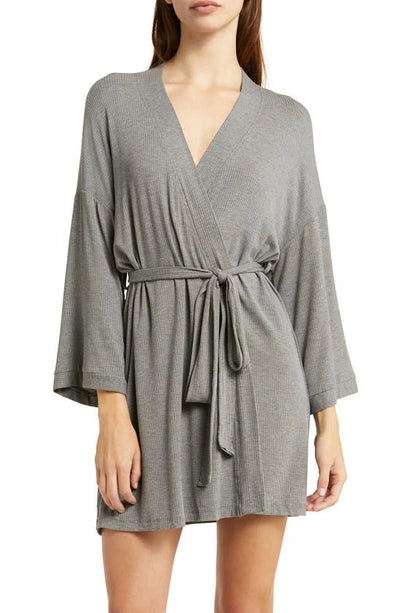 Rib Knit Robe In Heather Grey - Honeydew Intimates - BraTopia
