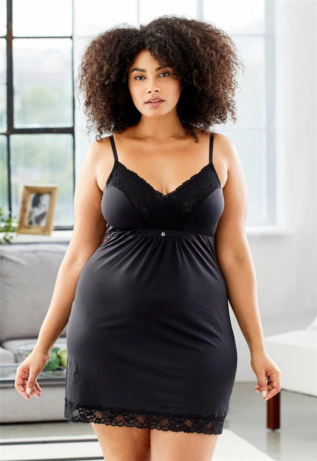 Full Bust Support Chemise In Black - Montelle - BraTopia