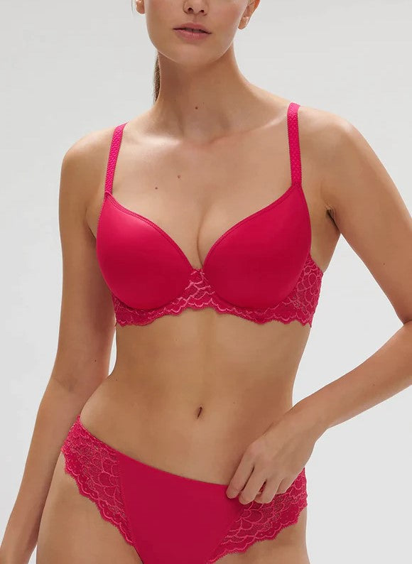 Caresse 3D Spacer Plunge Bra In Teaberry Pink - Simone Perele – BraTopia