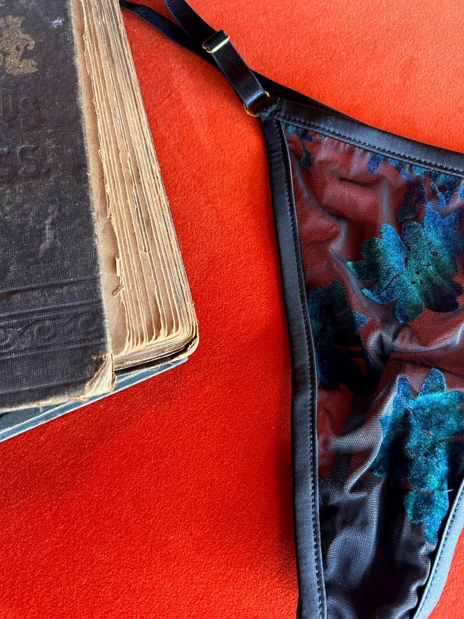 G-String Thong In Black & Faded Emerald - Kilo Brava - BraTopia