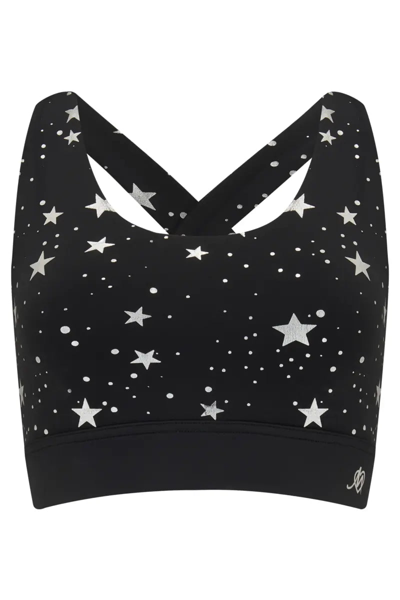 Energy Star Foil Crop Top In Black - Pour Moi - BraTopia