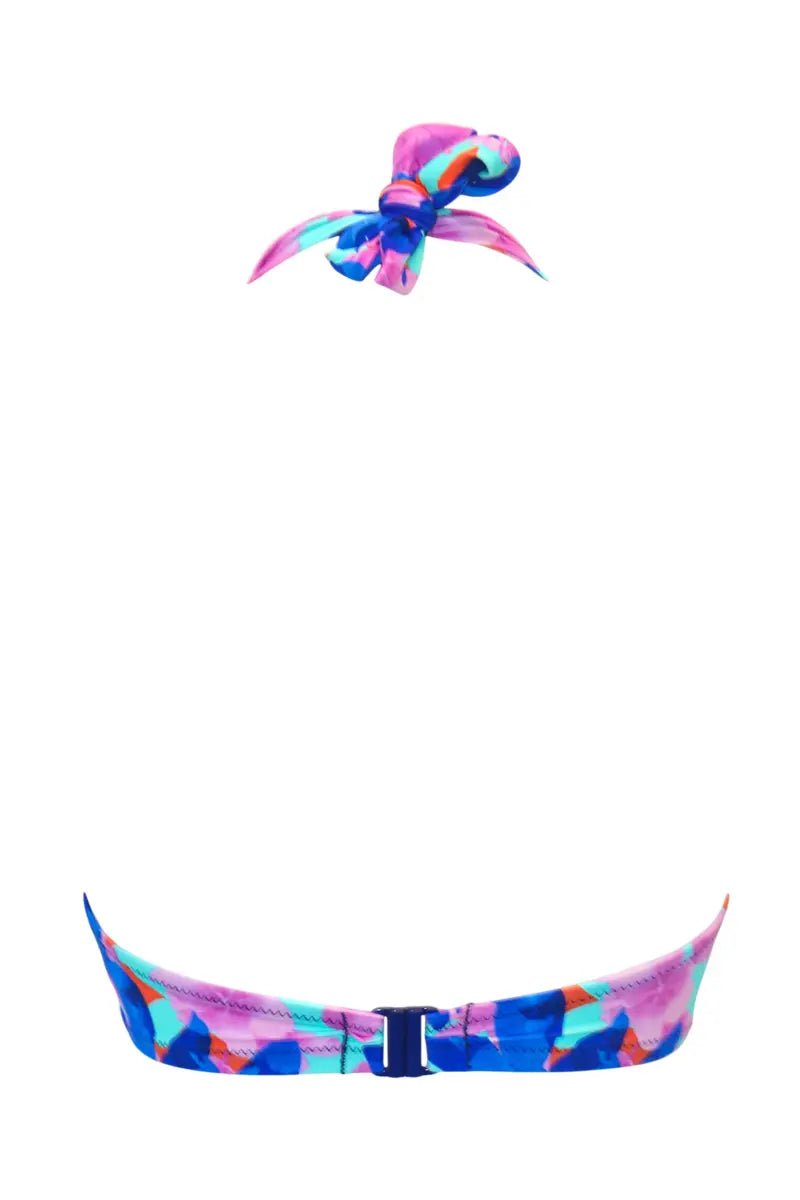 Heatwave Halter Underwired Bikini Top In Aqua Floral - Pour Moi - BraTopia