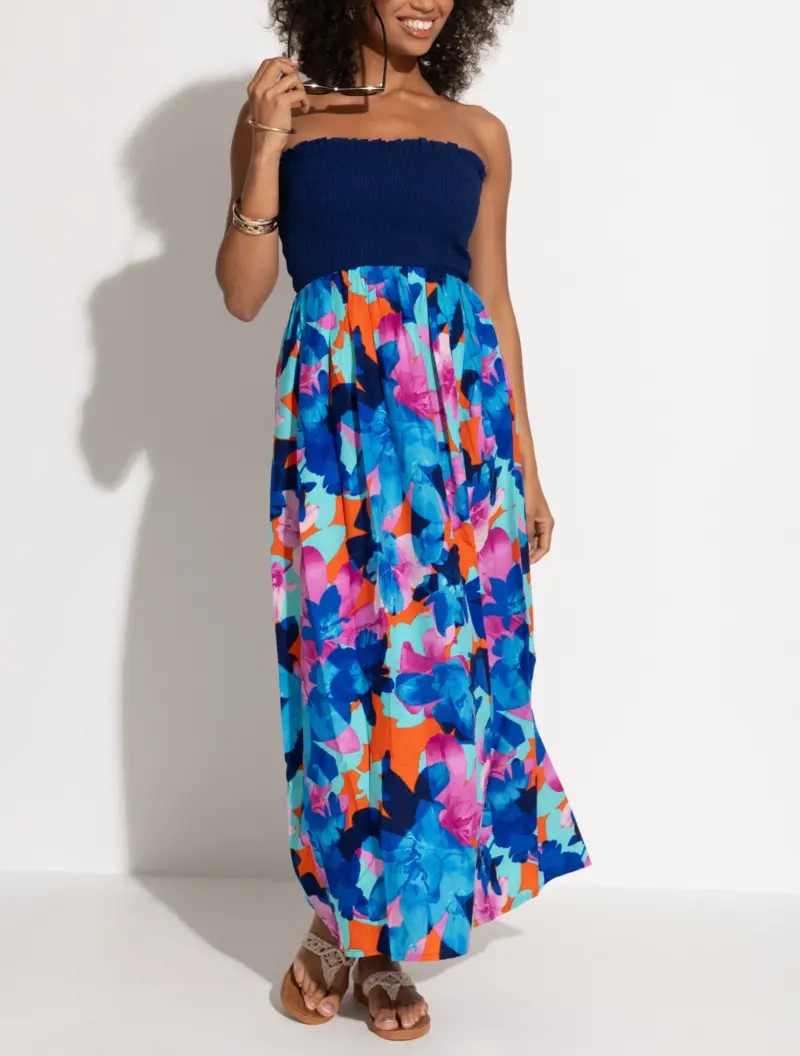 Shirred bodice cheap maxi dress