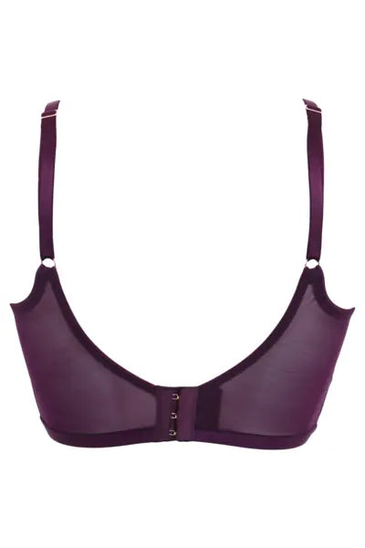 After Hours Padded Longline Bra In Blackberry & Pink - Pour Moi - BraTopia