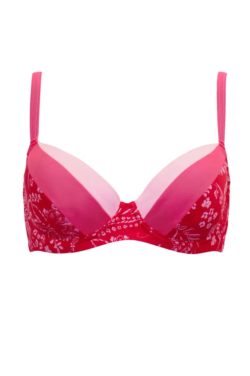 Palm Springs Padded Top In Red & Pink - Pour Moi - BraTopia