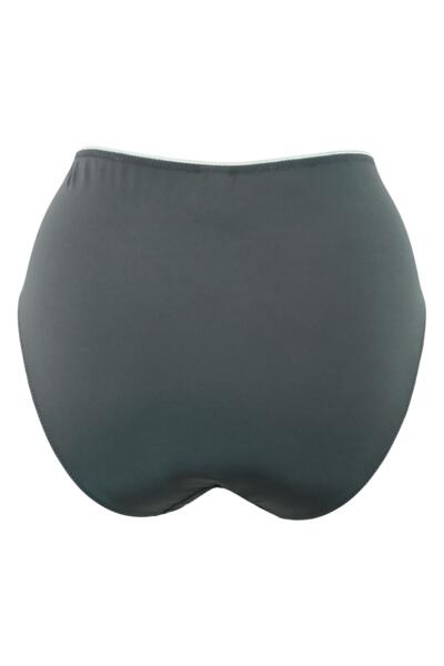 Atelier Lace High Waist Deep Brief In Slate & Mint - Pour Moi