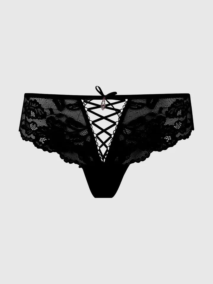 Bella Lace Up Front Lace Tanga - House of Desire