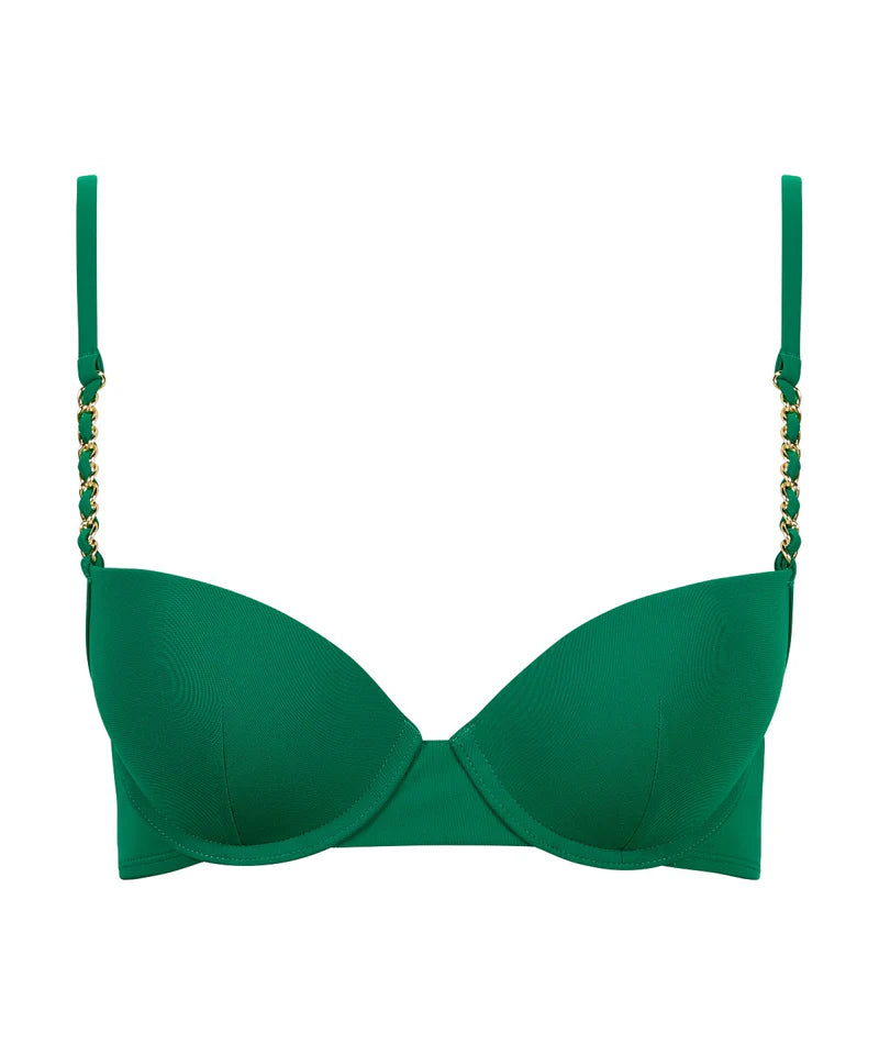 Sparkling Treasure Moulded Plunge Bikini Top In Palm Green - Aubade - BraTopia