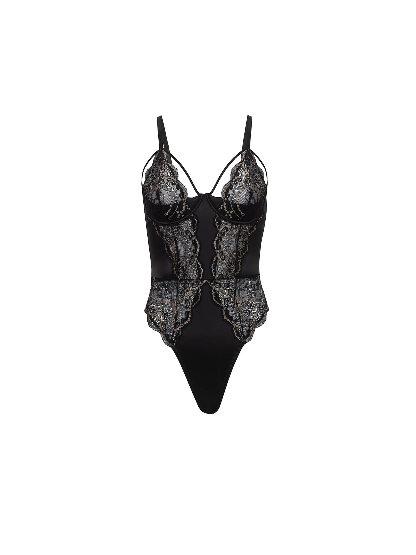 Dakota Padded Underwire Lace Teddy In Black - Oh La La Cheri