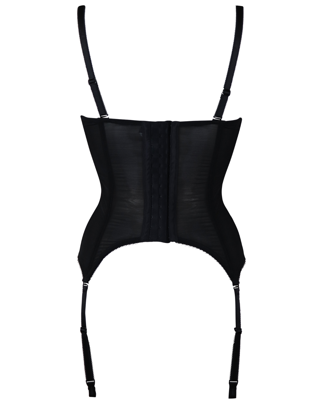 Amour Padded Underwired Strapless Basque In Black & Scarlet - Pour Moi - BraTopia