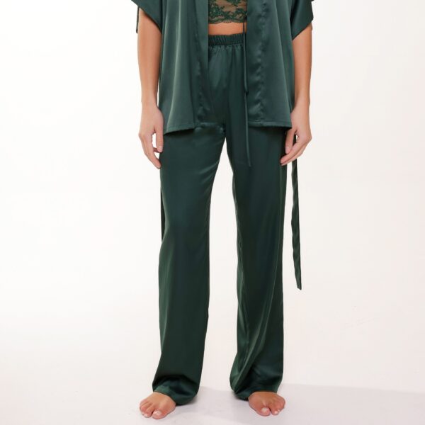 Satin Long Pant In Garden Green - Lingadore