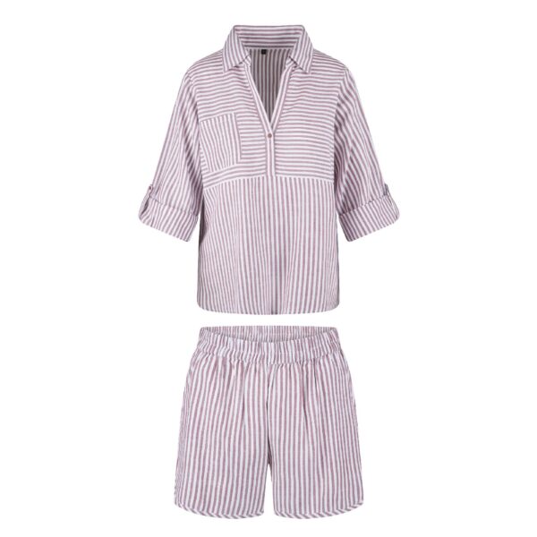 Stripe Pyjama Set In Soft Bordeaux - Lingadore