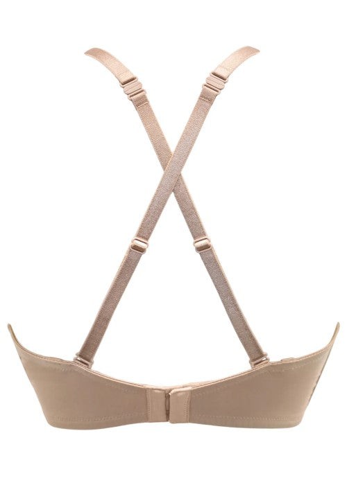 Definitions Plunge Push Up Low Back Multi Bra In Sand - Pour Moi - BraTopia