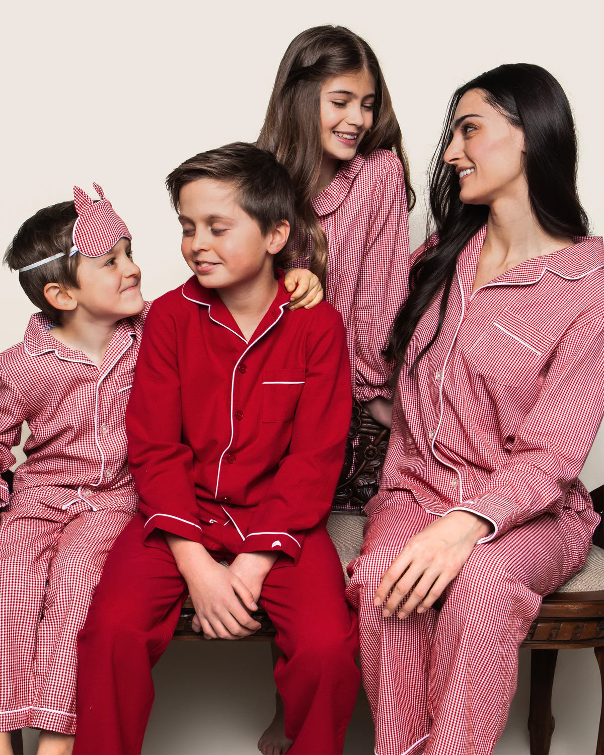 Women's Pajama Set In Red Mini Gingham - Petite Plume - BraTopia