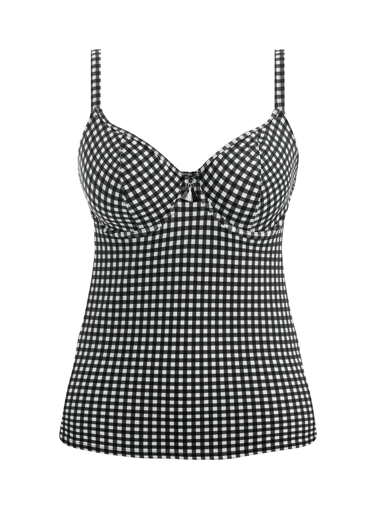 Check In Plunge Tankini Top In Monochrome - Freya
