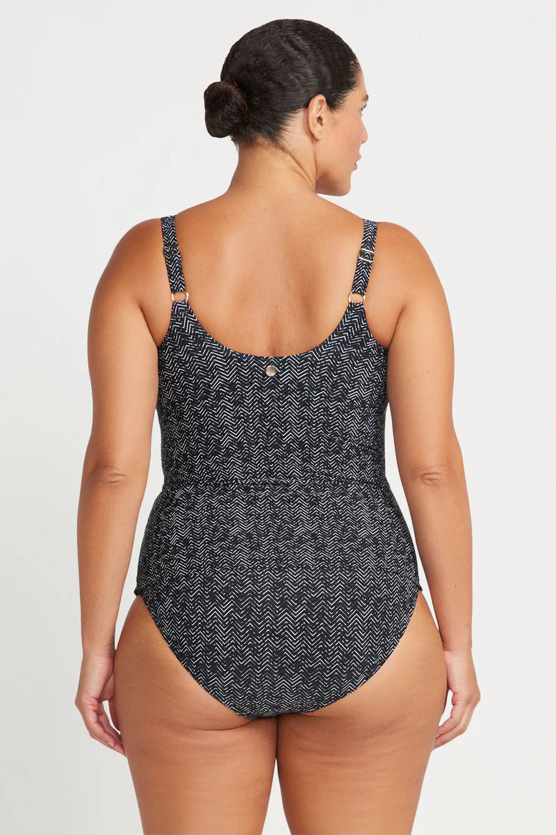 Zig Zag Tankini Top In Black - ArteSands - BraTopia