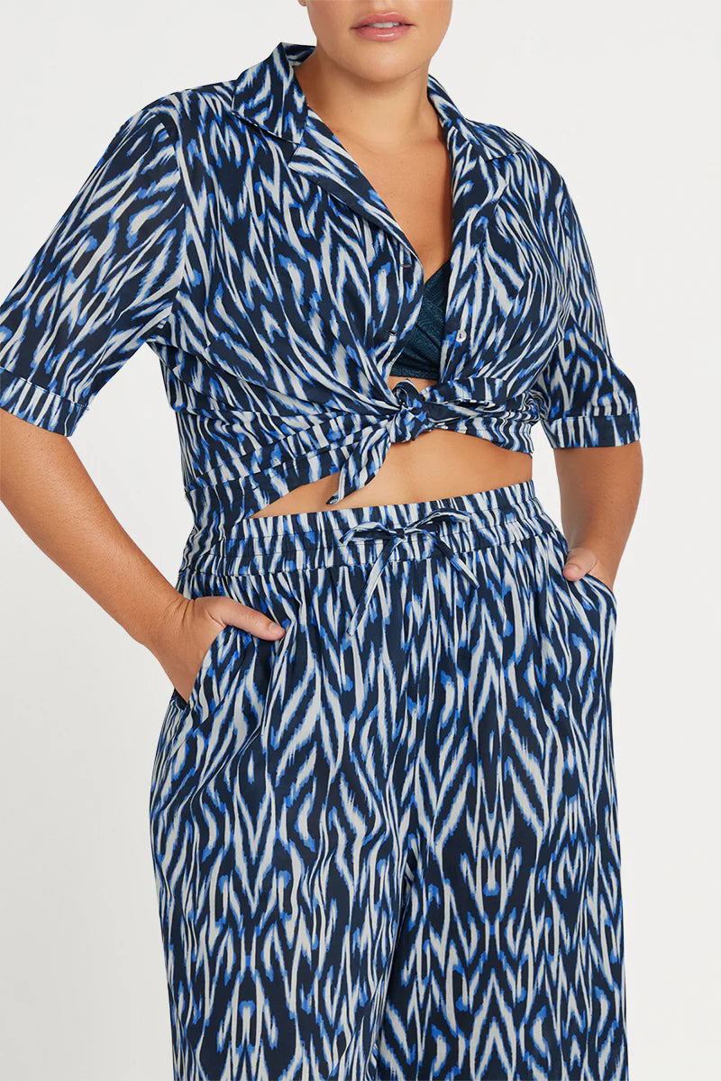 Supine Wide Leg Pant Bottom In Navy - ArteSands - BraTopia