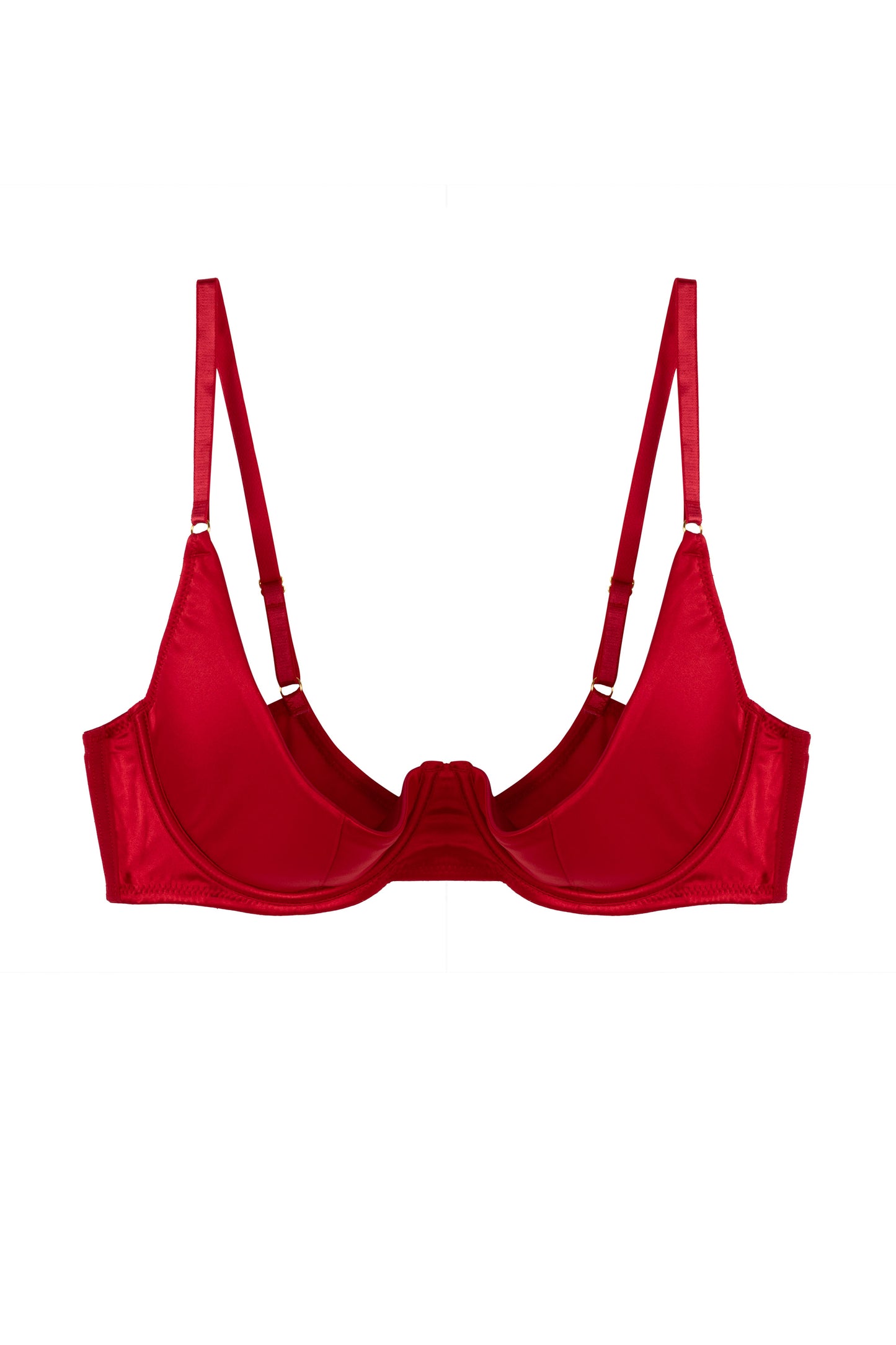 Annette Satin Quarter Cup Bra In Red - Playful Promises - BraTopia