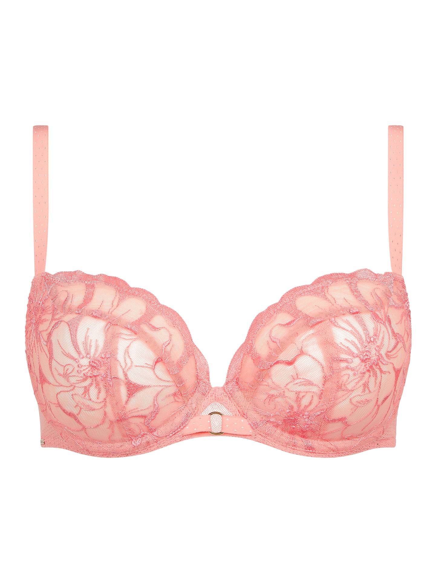 Fleurs Lace Unlined Plunge Bra In Candlelight Peach - Chantelle - BraTopia