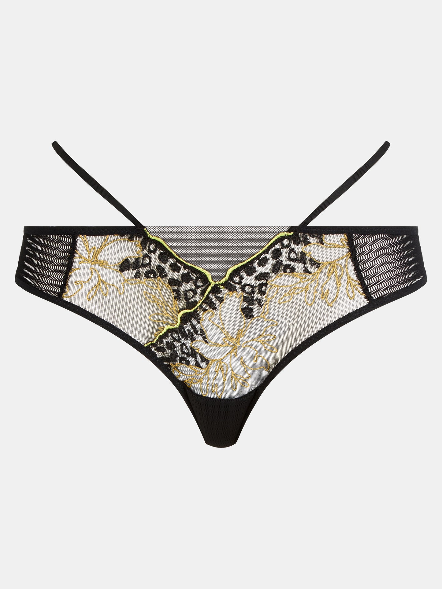 Spice Thong In Black & Yellow - Chantelle Pulp - BraTopia