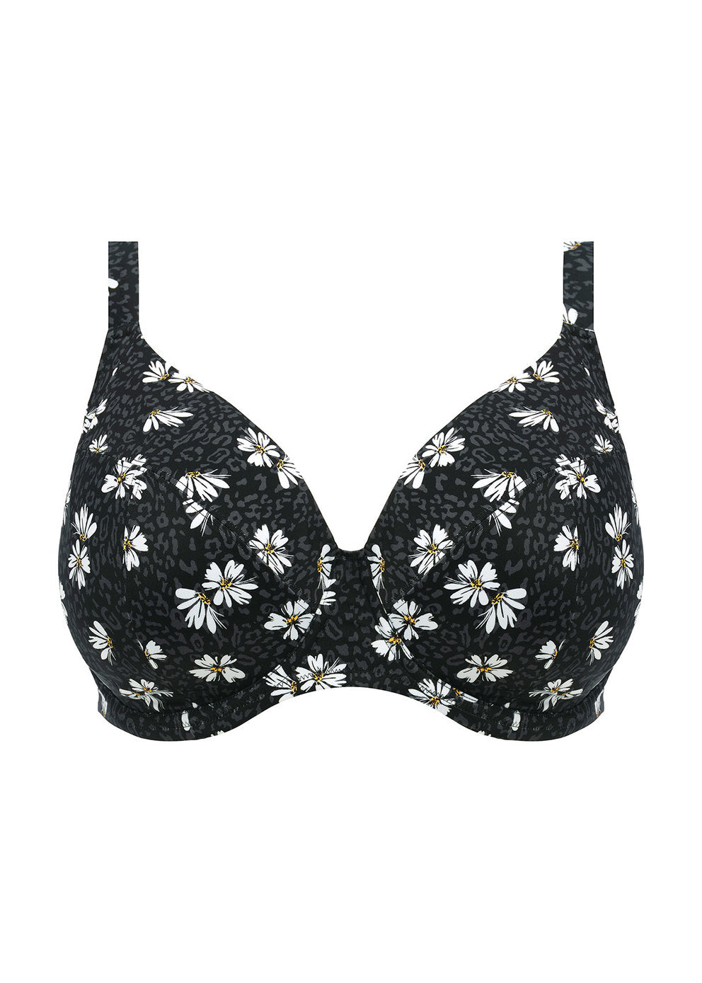 Plain Sailing UW Plunge Bikini Top In Black Daisy - Elomi - BraTopia