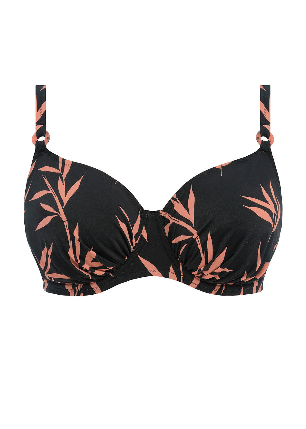 Luna Bay Garthered Full Cup Bikini Top In Laquered Black - Fantasie - BraTopia