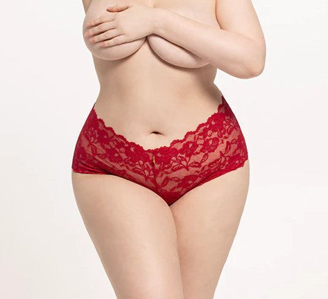 Bella Lace Open Crotch Panty In Sienna Red - House of Desire – BraTopia