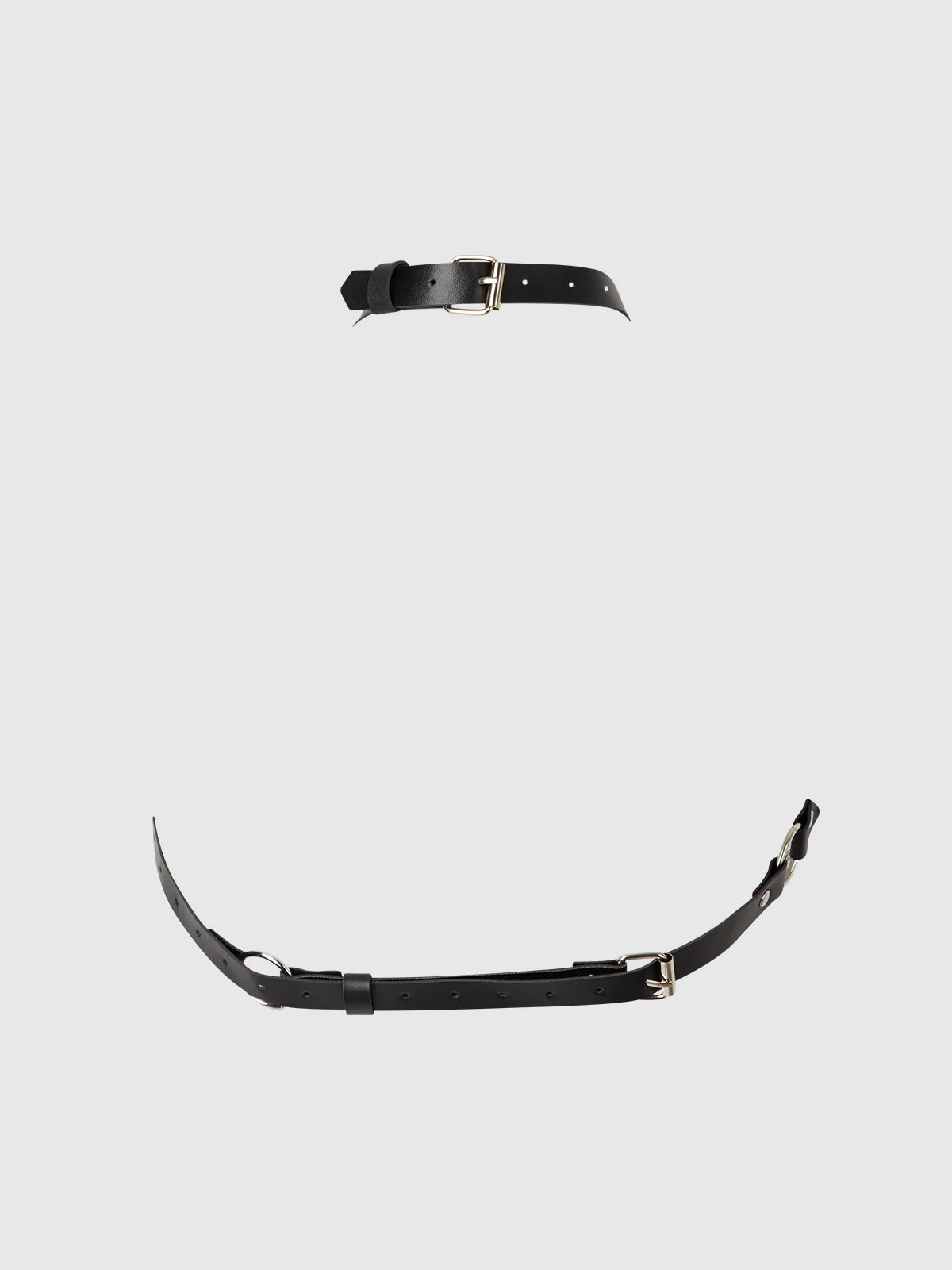 Chain & Leather-Like Draped Harness in Black/Silver - House of Desire