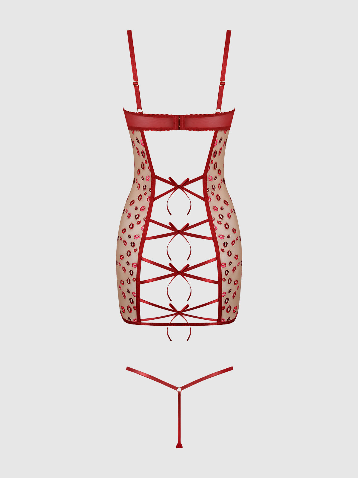 Angelina Lips Embroidery Chemise Set - House of Desire