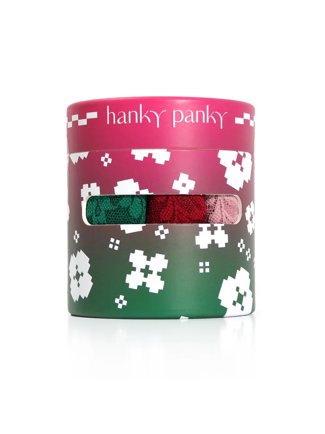 3 Lace Retro Thong In Green, Bordeaux & Meadow Rose - Hanky Panky - BraTopia