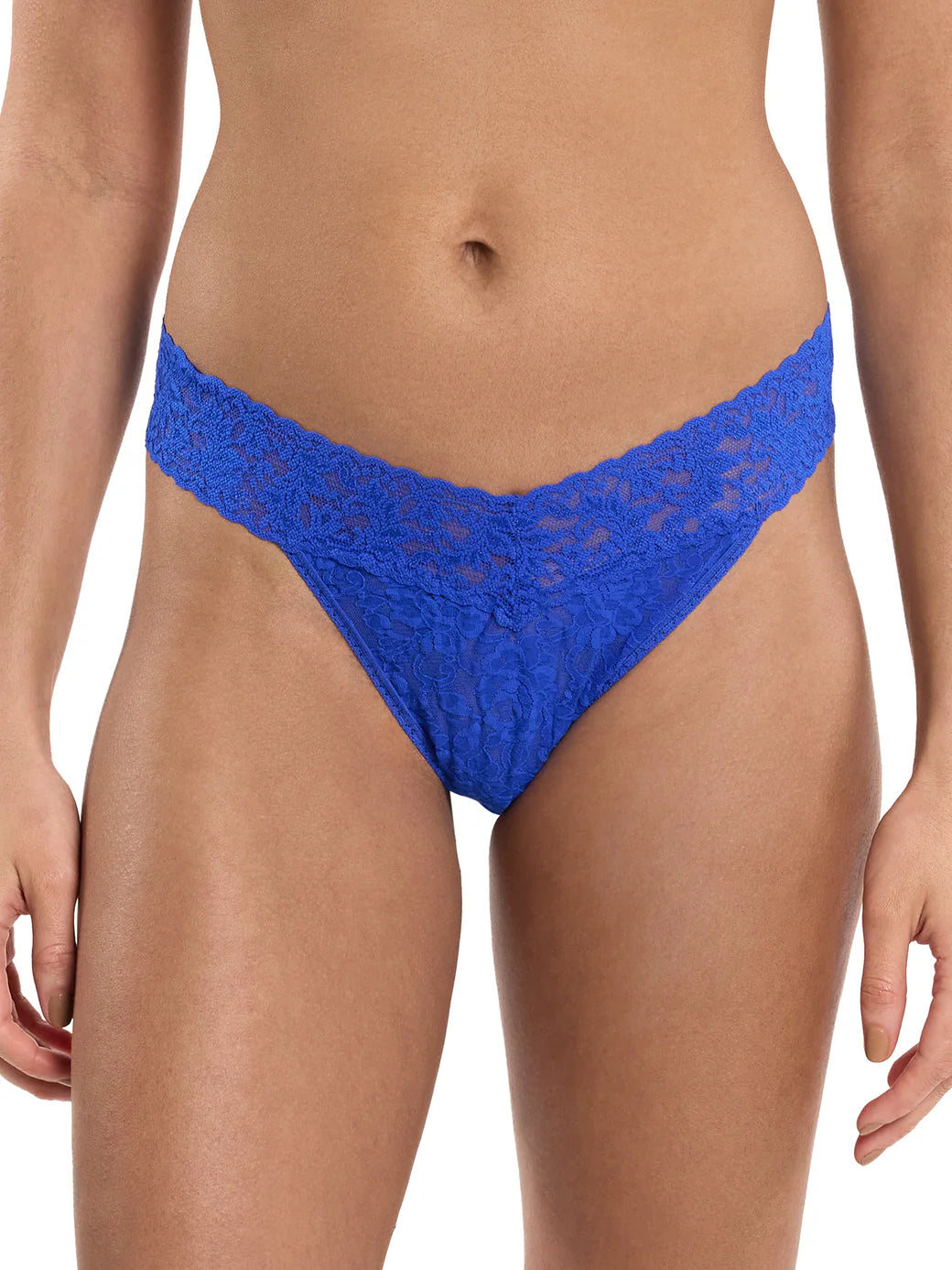 Original Rise Signature Lace Thong In Sapphire - Hanky Panky