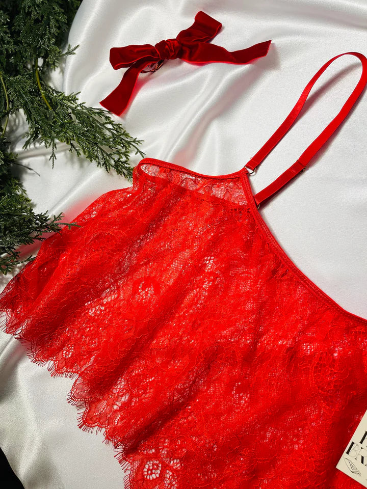 Lace Crop Cami In Classic Red - Kilo Brava - BraTopia