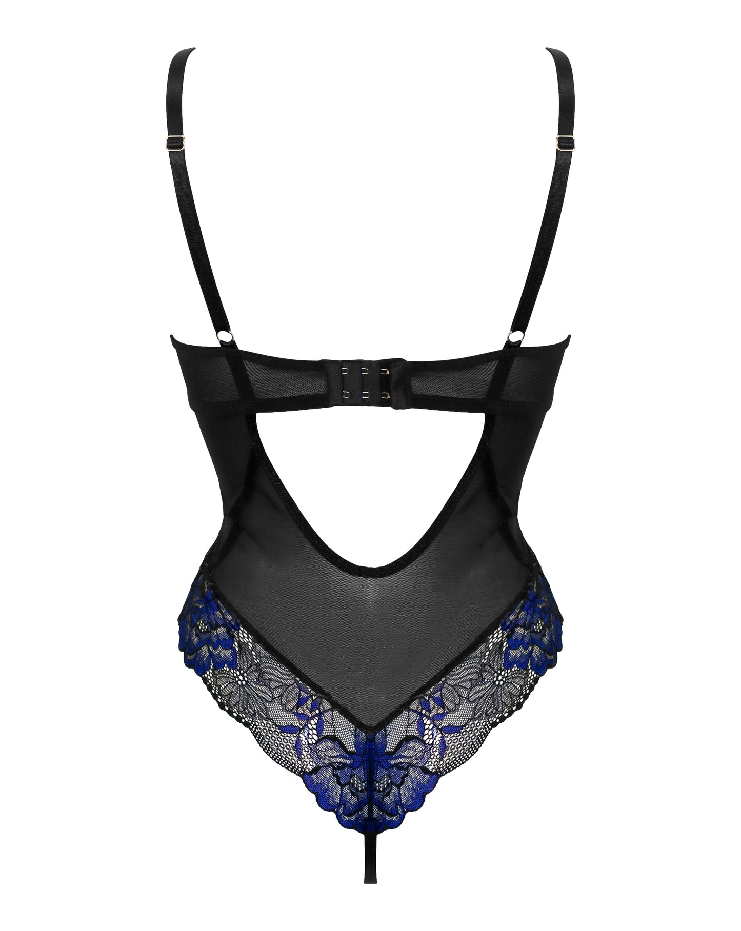 After Hours Underwired Thong Back Body In Black & Blue - Pour Moi - BraTopia