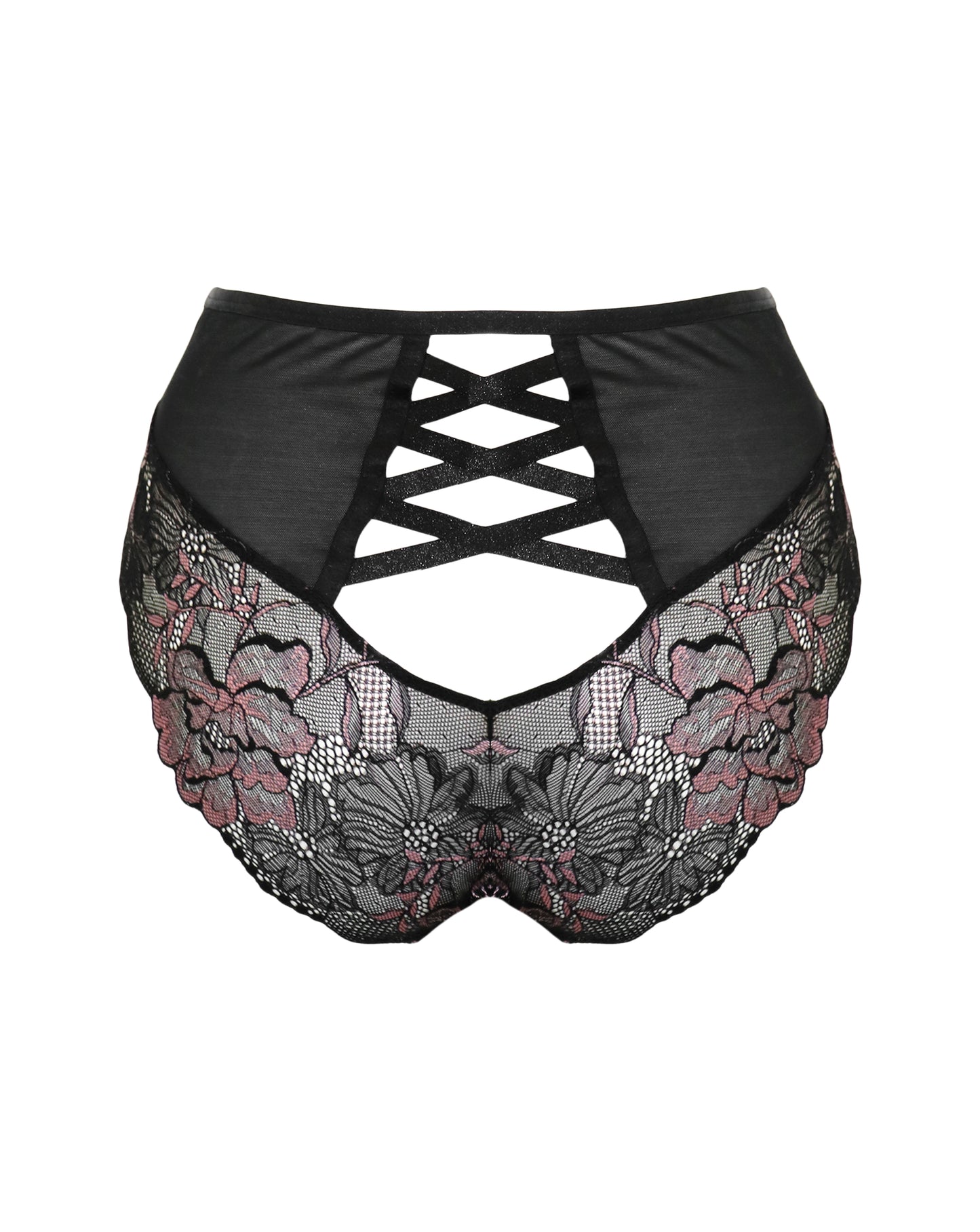After Hours High Waist Brief In Black & Soft Pink - Pour Moi - BraTopia