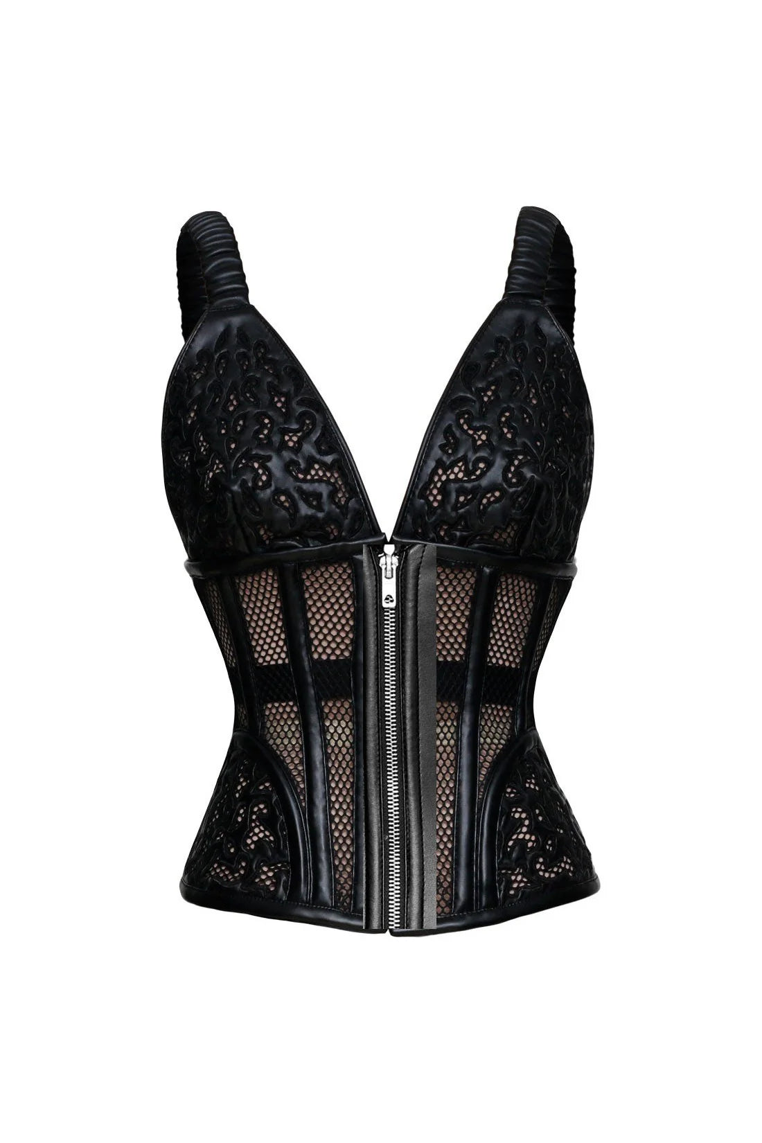 Vegan Leather With Wire Metal Corset In Black - Lovely Lies - BraTopia