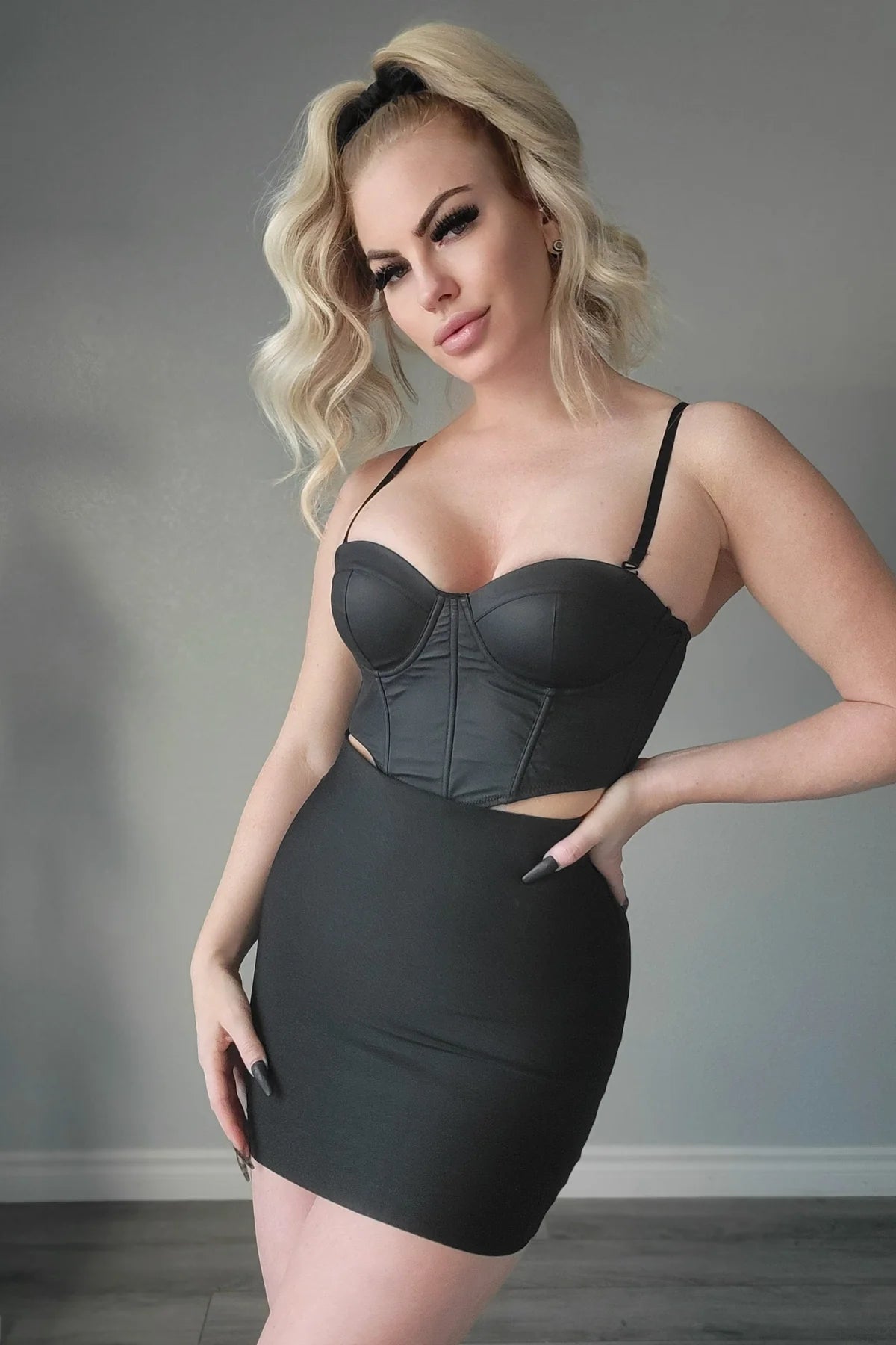 Vegan Leather Corset With Lace Back Detail In Black - Lovely Lies - BraTopia