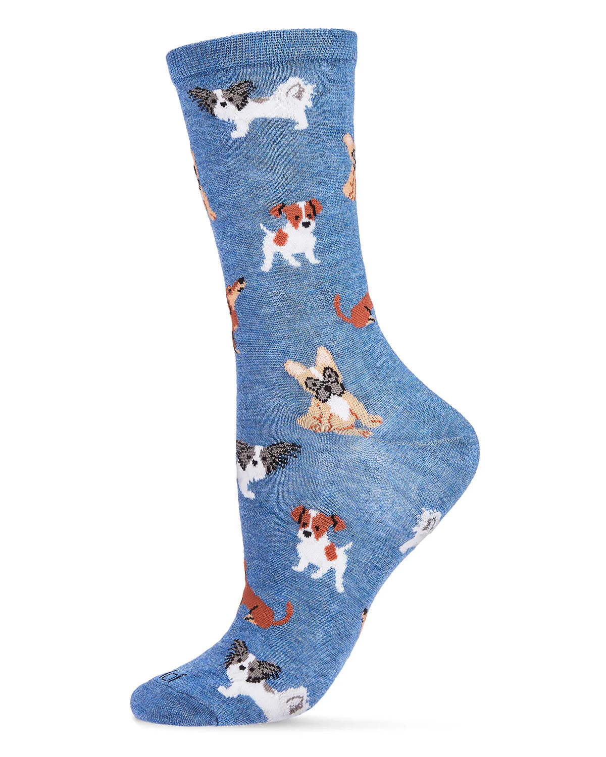 Pupper Love Bamboo Blend Crew Socks In Denim Heather - MeMoi - BraTopia