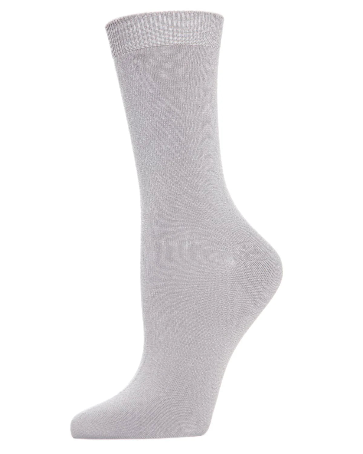 Flat-Knit Bamboo Blend Crew Socks In Ash - MeMoi - BraTopia