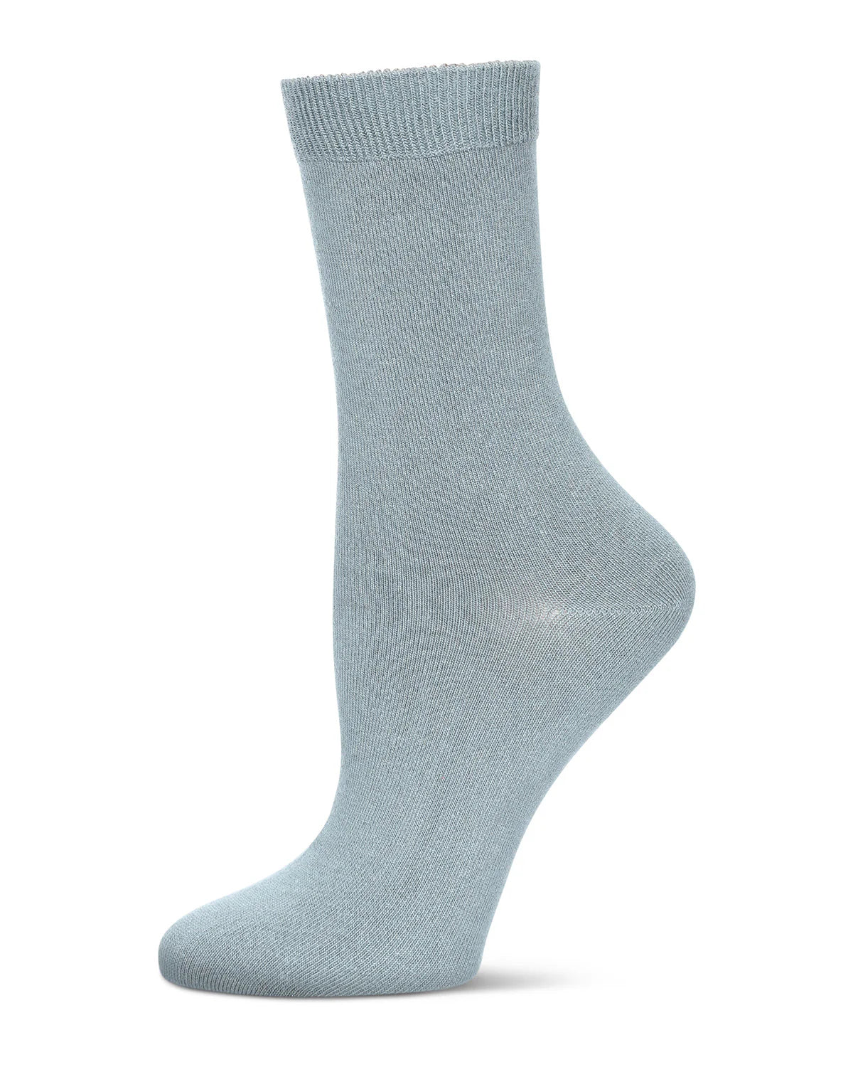 Flat-Knit Bamboo Blend Crew Socks In Blue Fog - MeMoi - BraTopia