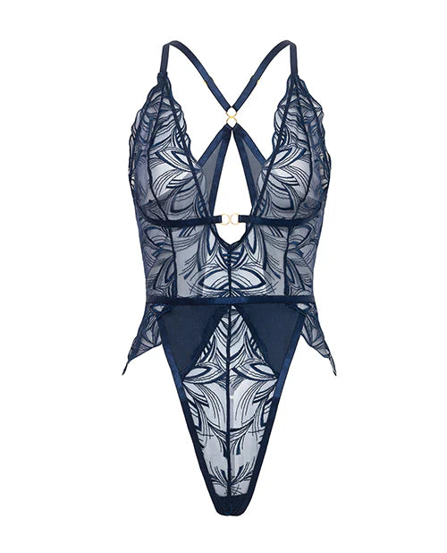 Davina V-Plunge Teddy In Estate Blue - Oh La La Cheri