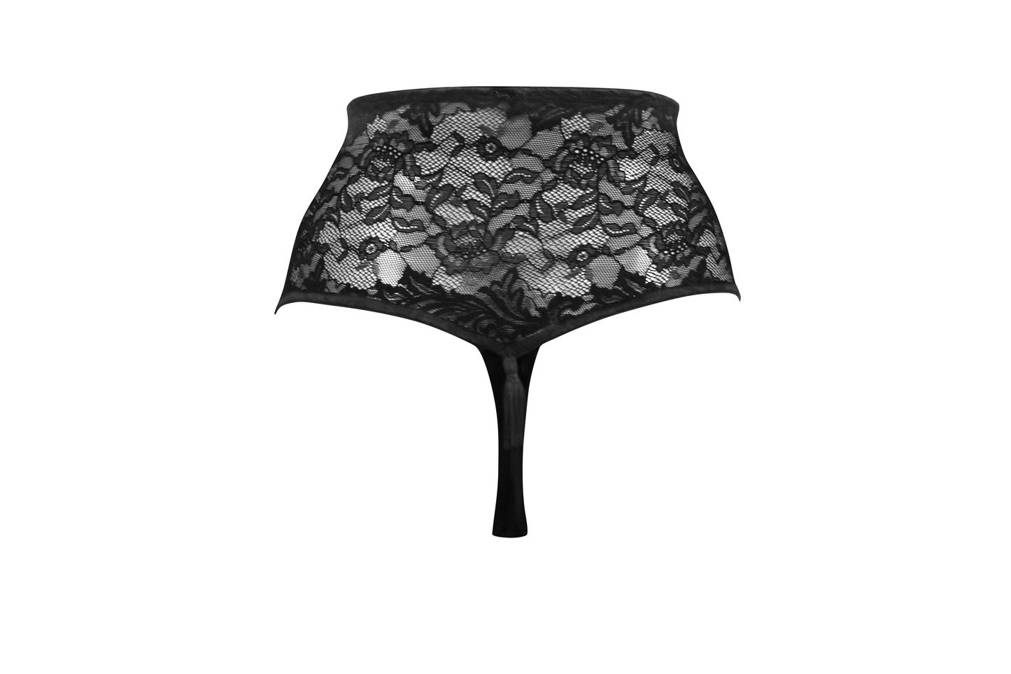 For Your Eyes Only High Waist Crotchless Thong In Black - Pour Moi - BraTopia