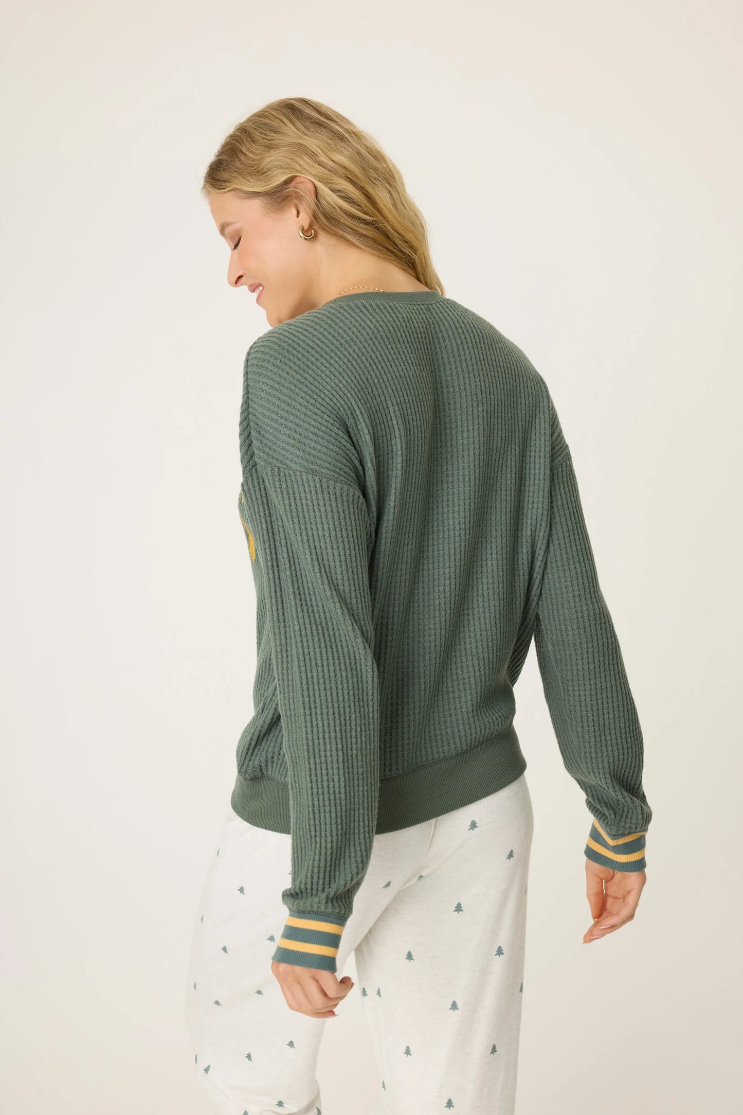 Campfire Cozy Thermal Long Sleeve Top In Sage Leaf - P.J. Salvage - BraTopia