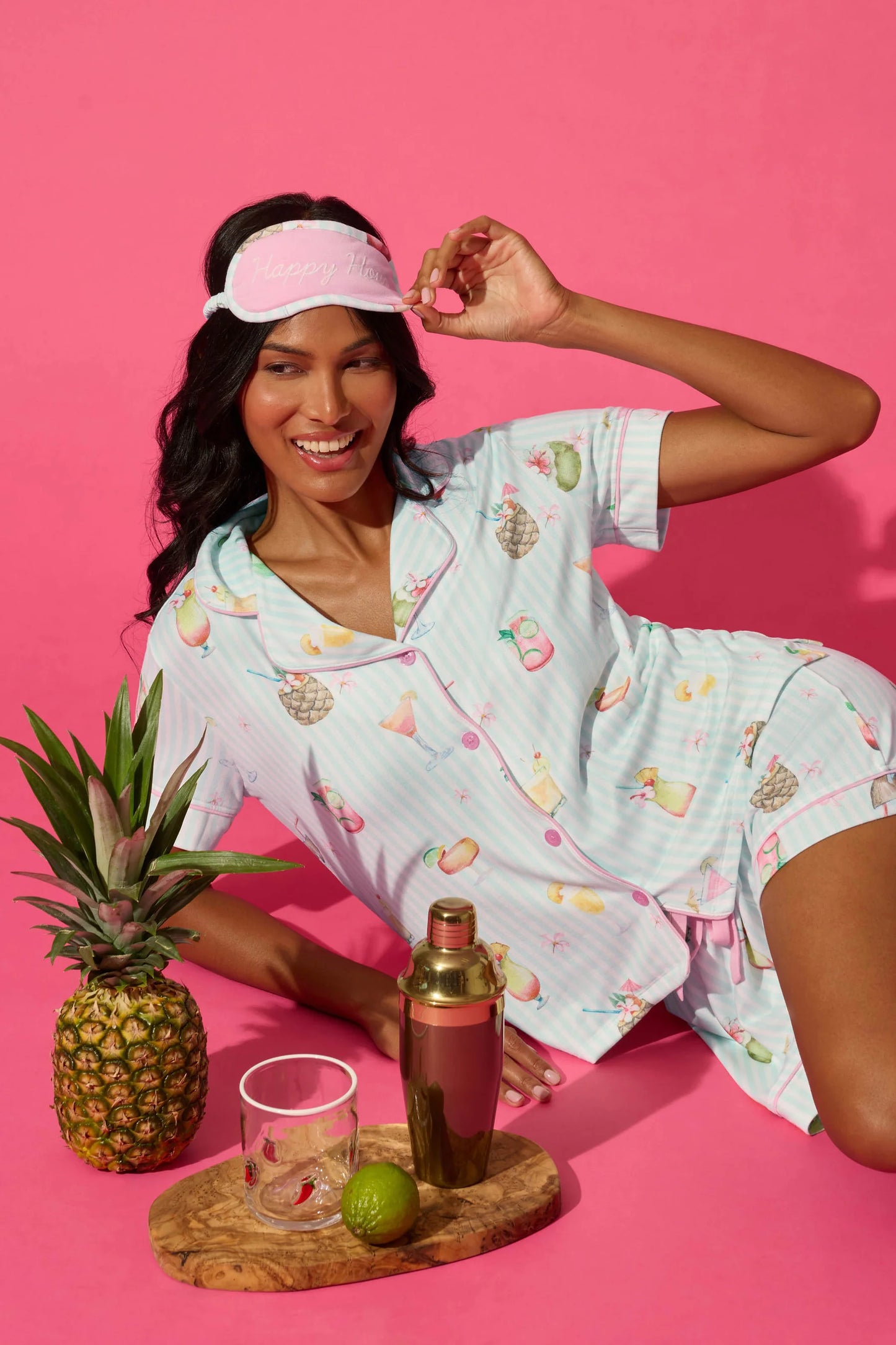It's Five O'clock Somewhere PJ Set in Light Aqua - PJ Salvage