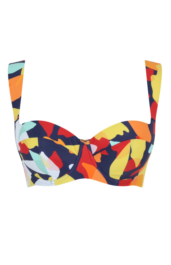 Bette Balcony Wide Strap Bikini Top In Puglia Print - Panache - BraTopia