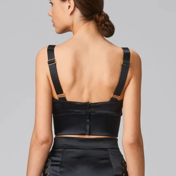 Sculpt Satin Bra Top In Black - Murmur - BraTopia