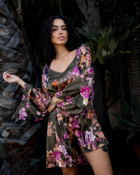 Cinder Print Wrapper In Green - Midnight Bakery - BraTopia