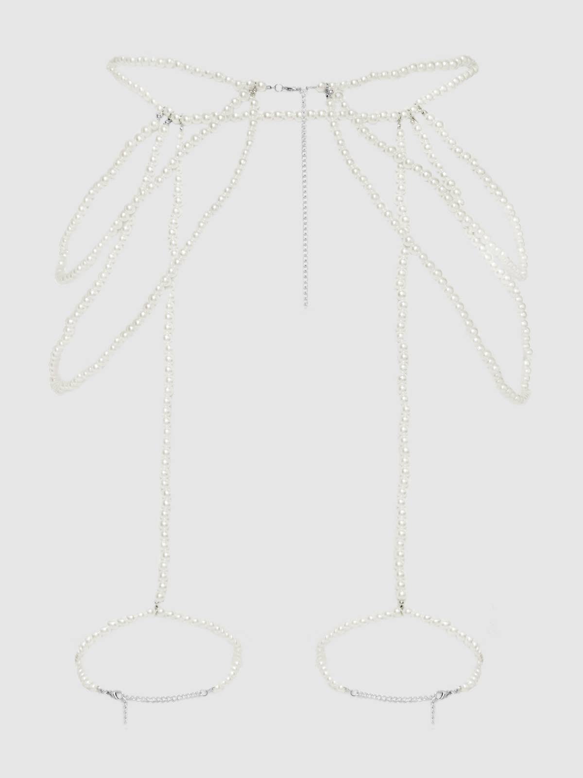 Pearl Draped Garter In White - House of Desire