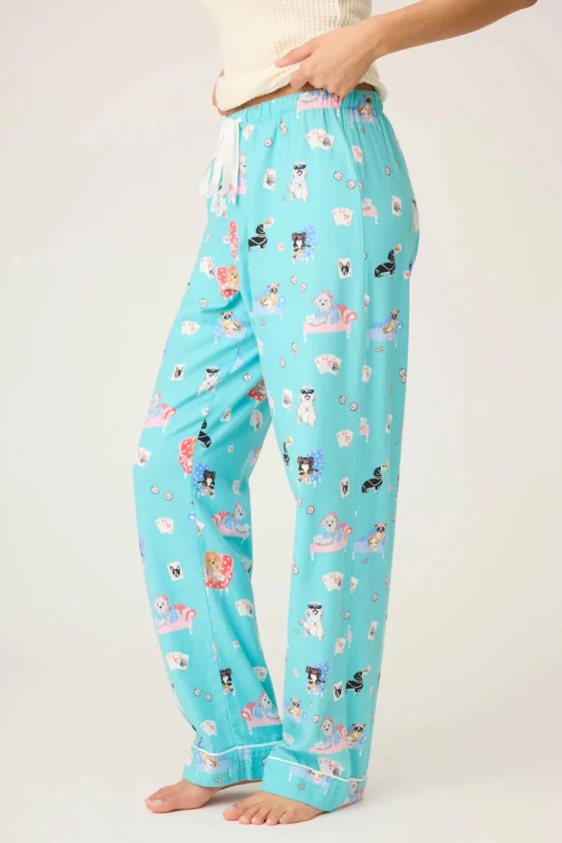 Flannels PJ Set In Turquoise - PJ Salvage